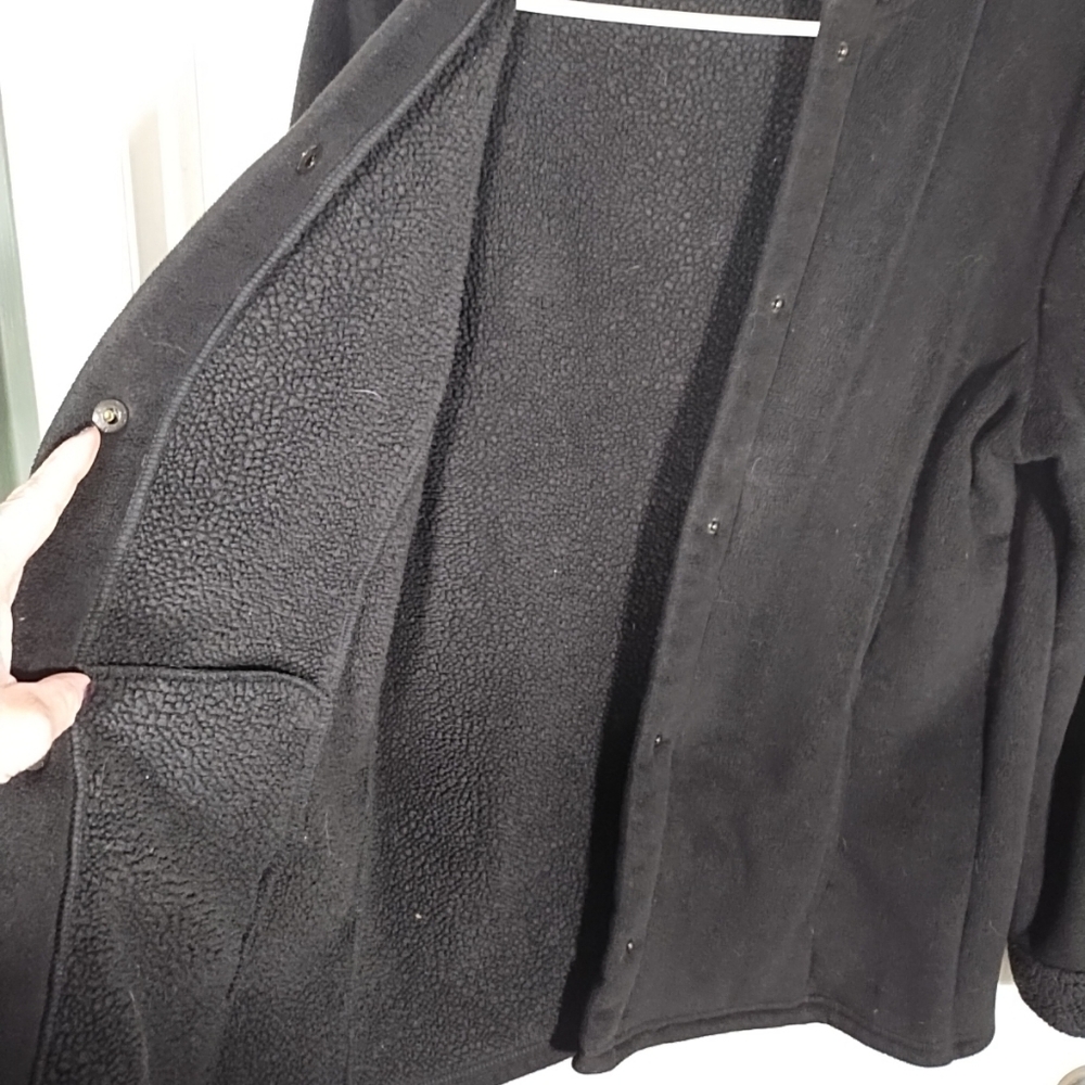 Cuddl Duds Women's XS Fleece Sherpa Snap Front Hooded Black Jacket - Picture 7 of 10